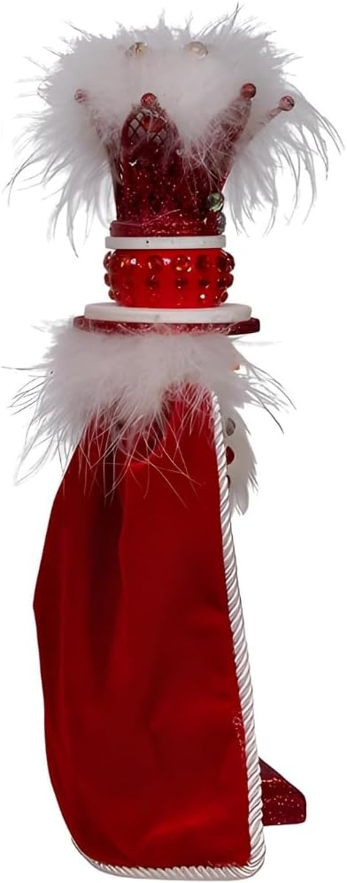 Kurt Adler 13-Inch Hollywood Red King Nutcracker with Feathered Crown and Velvet Cape – Festive Christmas Holiday Decoration