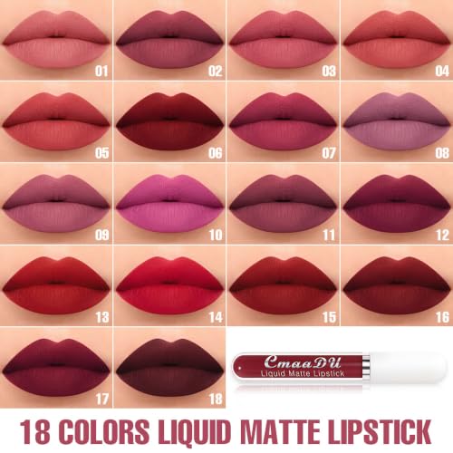 Image of evpct 1Pcs Plum Red Liquid Matte Lipstick Lipgloss Set for Women, labiales mate 24 horas originales matte larga duracion 24 Hour Lipstick Lip Stains Long Lasting Waterproof 24, 06#
