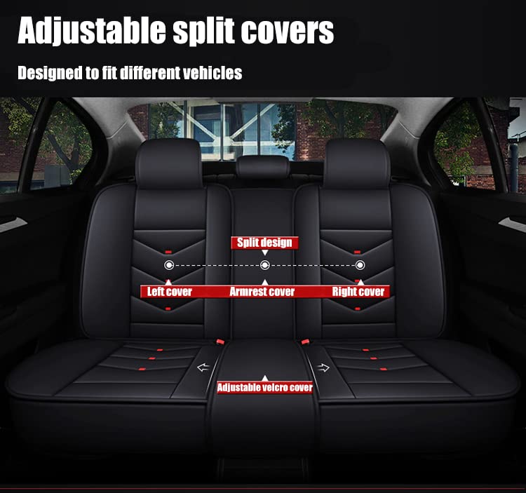 Housses de siège auto imperméables en cuir noir pour Ford C-MAX