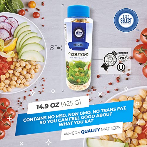 Best Select 2 Pack Mini Croutons for Salad & Soups 15 Oz Each - Original Flavor, Kosher Non Dairy Small Croutons - Resealable Container - Salad, Soup Croutons Add Delicious Crunch to Your Next Meal - Thumbnail 4