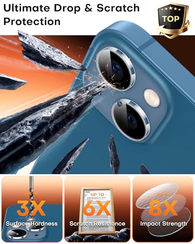Image of TOCOL Camera Lens Protector for iPhone 13 / iPhone 13 Mini Tempered Glass HD Individual Scratch Resistant Camera Cover Accessories Case Friendly 2 Pack(Clear)