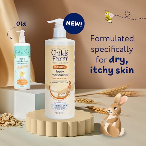 Childs Farm OatDerma Body Moisturiser, Fragrance Free, Soothing Hydration, Sensitive Skin, Emollient, Baby, Kids, 500ml - Image 3