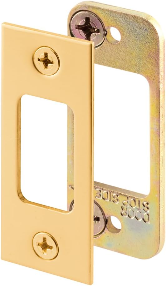 E 2479 Deadbolt Strike, 2 Piece, High Security, 1/8 In. Heavy gauge Steel, Brass Plated Set (Single Pack)