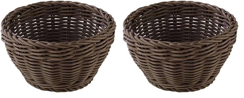 APS Korb rund „Profi Line“, dunkelbrauner Flechtkorb, Körbchen aus Polypropylen, Ø 16 cm, Höhe 8 cm (Packung mit 2)