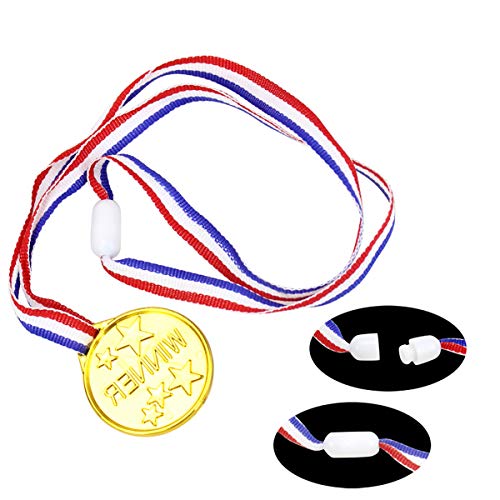 YuChiSX 24 Pcs Trophées Médailles Ensemble ,Lot de 12 Mini Trophées Dorés,12 Pcs Vainqueur Médailles Idéal comme Cadeau… - Image 5