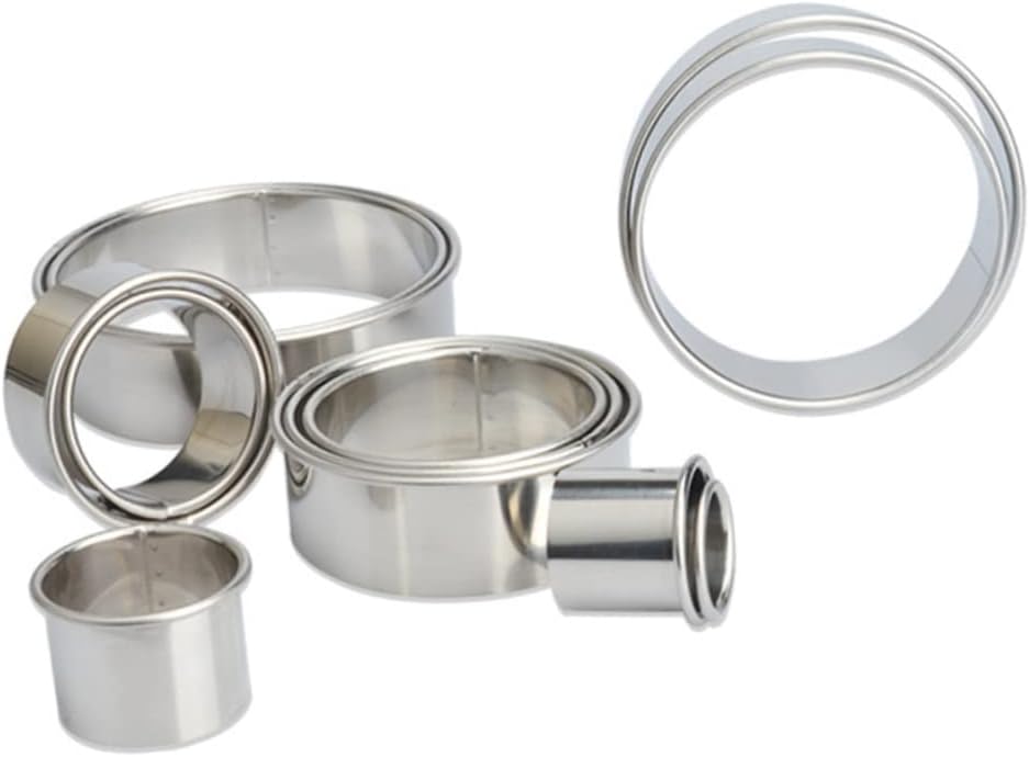 12pcs Bakery Mousse Ring Stainless Steel Tool Round Cake Mold Tart Molds for Baking