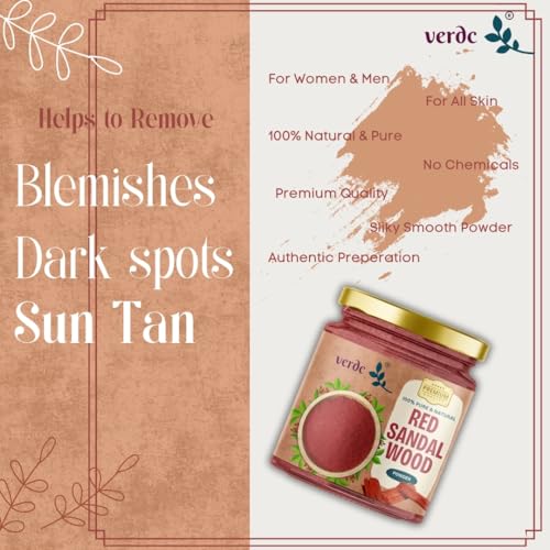 Image of Pure Red Sandalwood Face Pack Powder, Premium Forest Grade - Lal Chandan | Raktha Chandanam | For Skin Brightening, Acne, Blemishes, Dark Spots - 75 gm