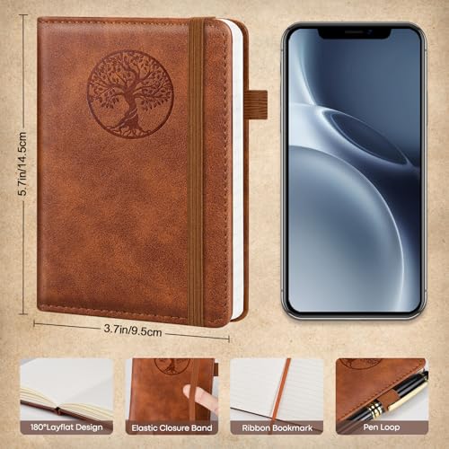 Image of A6 Pocket Notebook Lined Journal: 3 Pack Small Notebook College Ruled, Hardcover Mini Notebook, Leather Notepad, Pocket Journals for Writing Work Travel, No Bleed Paper, 384 Pages, 3.7 inchx 5.7 inch
