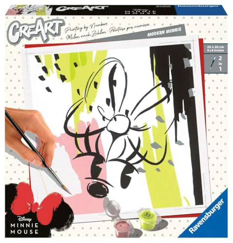 Ravensburger – CreArt Format 20x20 cm – Modern Minnie/Disney Minnie Mouse – Loisir créatif – Peinture par numéros – Adulte - Activité créative – Dès 12 Ans – 20128 – Version française