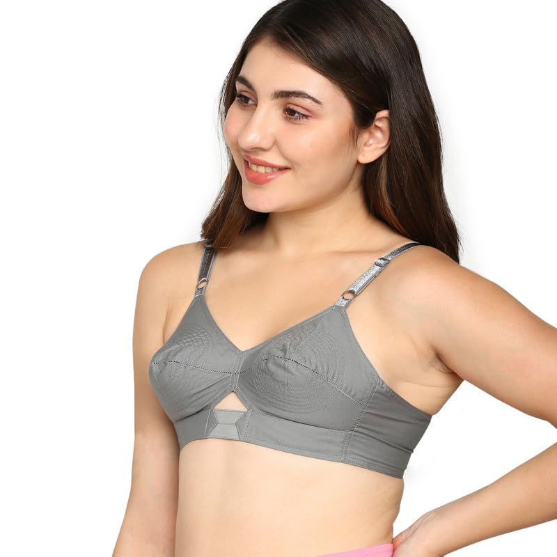 Image of BLOSSOM Priyasajini Women's Full Coverage 100% Woven Cotton Single Layer Round Stitch Non Padded Wirefree Conical Cup Everyday Bra