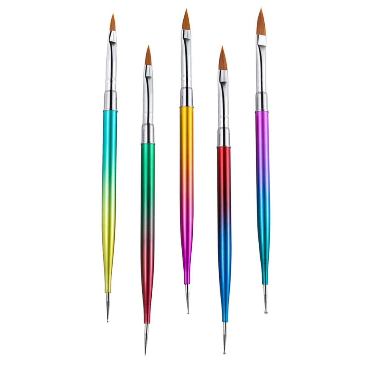 5pcs Nail Art Pen Set Double Ended Metal Pens for Nails