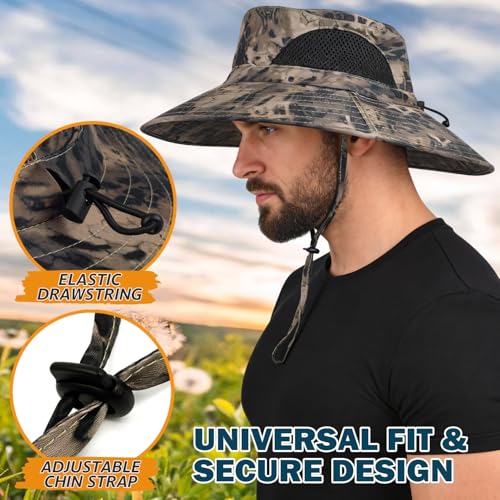 Image of Wide Brim Sun Bucket Hat, Waterproof Boonie Hat for Men & Women | UPF 50+ UV Protection, Adjustable Fit, Chin Strap & Sweatband, Foldable Durable for Fishing Hiking Garden Beach