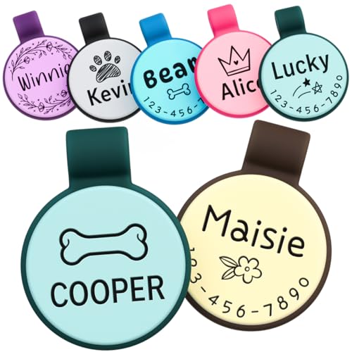 Brayhoo Silent Silicone Dog Tags Custom Engraved Pet ID Tags for Cats and Dogs Personalized Small Size Cat Tags with Cute Designs (Symbols Regular)