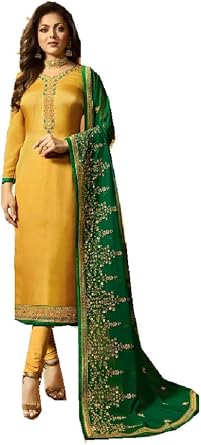 ZIYA Fashion Womens Ethnic Indian Pakistani Straight Salwar Kameez 2601 Yellow, S-38
