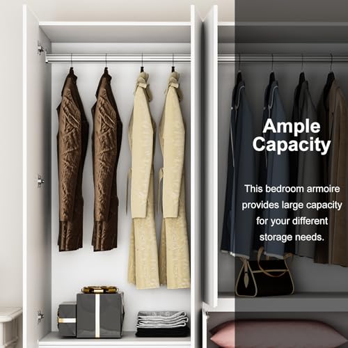 7874-4-Door-Armoire-Wardrobe-Closet-with-Drawers-and-ShelvesArmoires-and-Wardrobes-with-Hanging-Rod-Wooden-Wardrobe-ClosetWhite-63-L-x-2039-W-x-7874-H 7874 4 Door Armoire Wardrobe Closet with Drawers and ShelvesArmoires and Wardrobes with Hanging Rod Wooden Wardrobe ClosetWhite 63 L x 2039 W x 7874 H