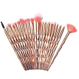 LANPEED 20Pcs Diamond Makeup Brushes Plating Powder Foundation Eye Shadow Brushes Make up Cosmetics Set (rose gold)