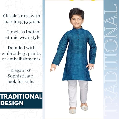 Image of BABA AND BABY Boy's Cotton Kurta Pyjama Set