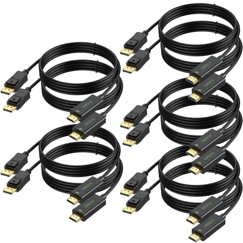 UVOOI 4K DisplayPort to HDMI Cable 10-Pack, 6 Feet Computer DP to HDMI Display Cord 4K, 1080P@60Hz Support Audio & Video for Computer, Laptop, Monitor, Projector, TV and More