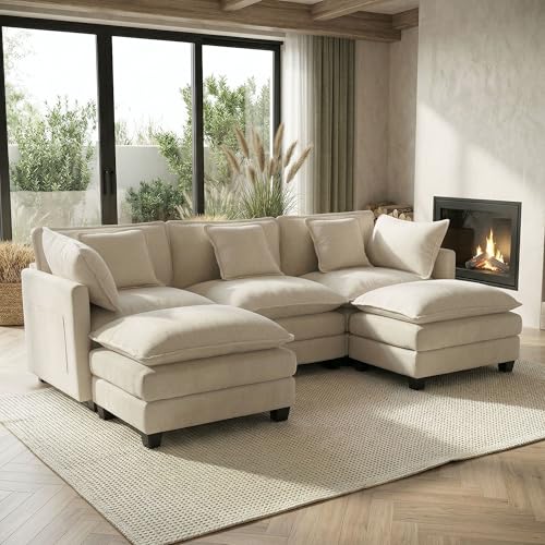 GRAVFORCE 239cm Ecksofa mit Schlaffunktion U Form 3 Sitzer Sofa mit...