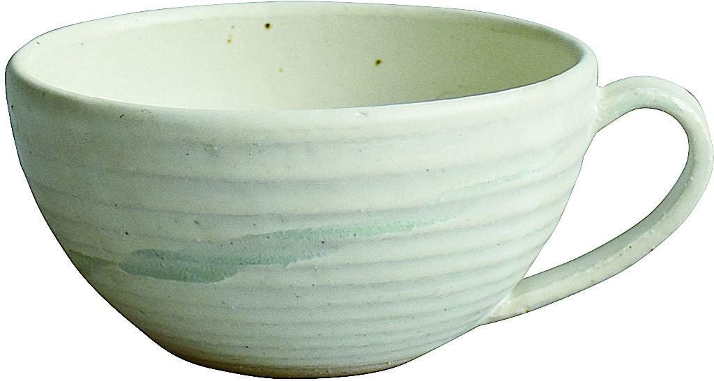 金正陶器(Kaneshotouki) Satsuki Kiln Soup Cup, Made in Japan, White Matte Glazed Soup Cup, 5.8 x 2.6 x 4.8 inches (14.8 x 6.5 x 12.3 cm)