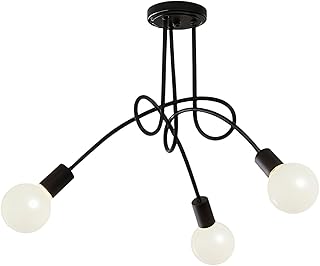 Lustre de Teto Vintage Nórdico com Design de Galhos - 3 ou 5 Lâmpadas E27 (Não Inclui Lâmpadas) - Iluminação Elegante para Sala, Quarto, Jantar (3 Lâmpadas - Preto) - Produto 4 mais recomendado com 4.8 estrelas