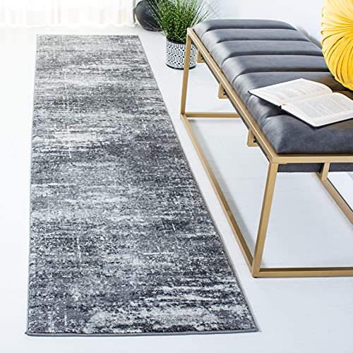 SAFAVIEH Evoke Collection 2'2" x 11' Ivory/Grey EVK272F Modern Abstract