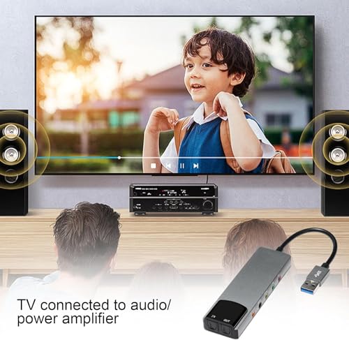 Image of Tobo USBSound Card 7.1 5.1 Channel External Audio Card SPDIF Optical, USB Fiber Sound Card Computer External Multifunction Sound Card Support AC TD-1245UG