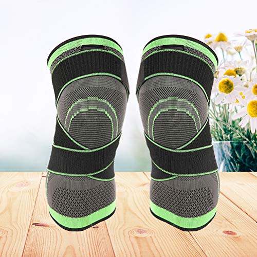 Lioobo 2 peças de compressão joelheira, joelheira com alça ajustável para alívio da dor de artrite,