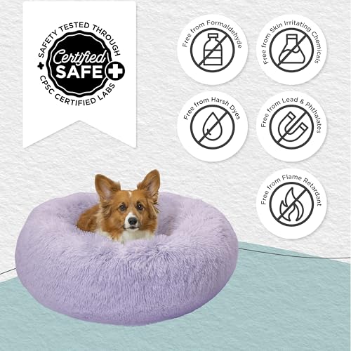 Image of Best Friends by Sheri The Original Calming Donut Dog Bed for Medium Dogs up to 45 lbs, Shag Faux Fur, Lavender, 30 inch x 30 inch
