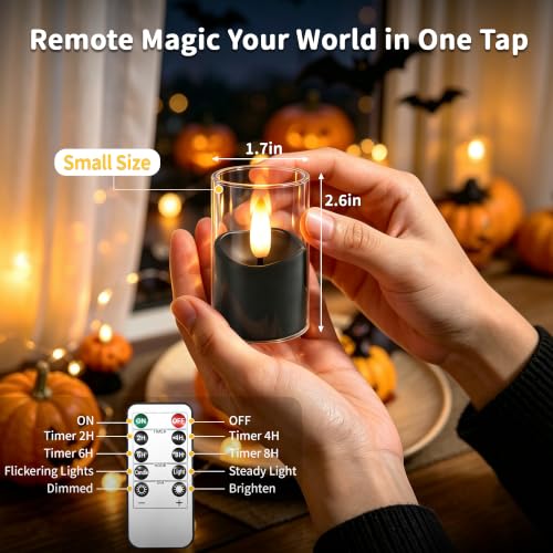Image of Small Rechargeable Flameless Tea Lights Candles with Timer Remote
