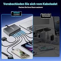 8 in 1 & 670W USB C Ladegerät Mehrfach, GaN III USB Schnellladegerät Mehrfach mit 6xUSB-C + 2xUSB-A, Max PD140W Power Delivery USBC Ladestation für MacBook Pro/Air, iPhone, iPad – Ansicht 6