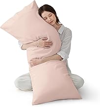 Body Pillow Cover Egyptian Cotton | 600 Thread Count (Pack of 1) | Softest Long Staple 100% Cotton Hotel Quality Body Pillowcase. (Blush, Body Pillow Cover- 21 x 54)