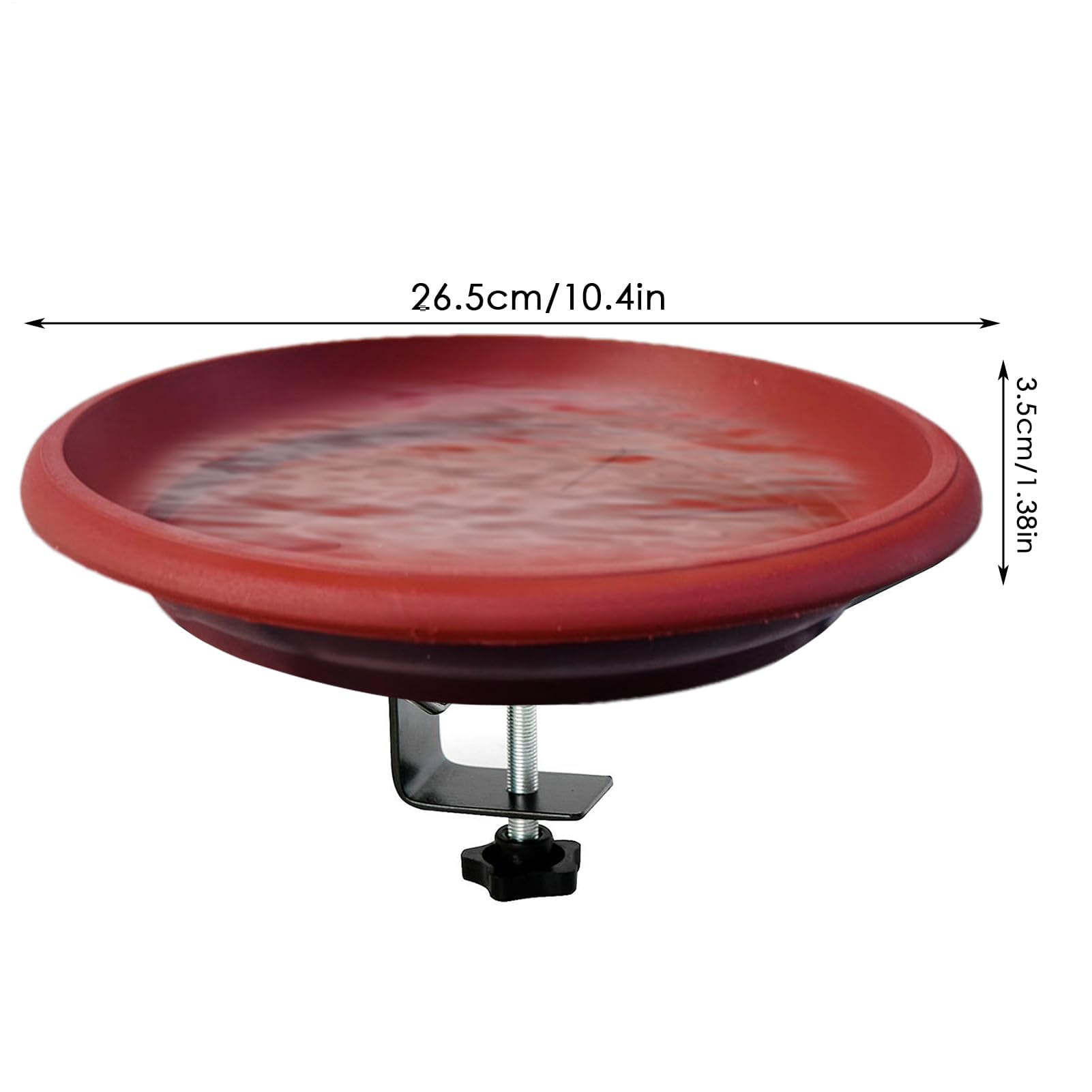 Baño para pájaros – Comedero desmontable ajustable de 26 cm para vallas y barandillas, ideal para jardines al aire libre, porches y patios traseros