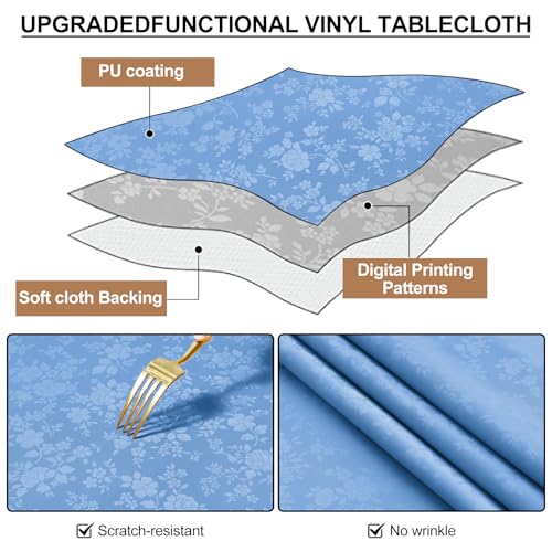 Image of Smiry Square Table Cloth, Waterproof Heavy Duty Vinyl Tablecloths, Wipeable Washable Table Cover for Kitchen and Dining Room (Baby Blue, 54 inch X 54 inch)