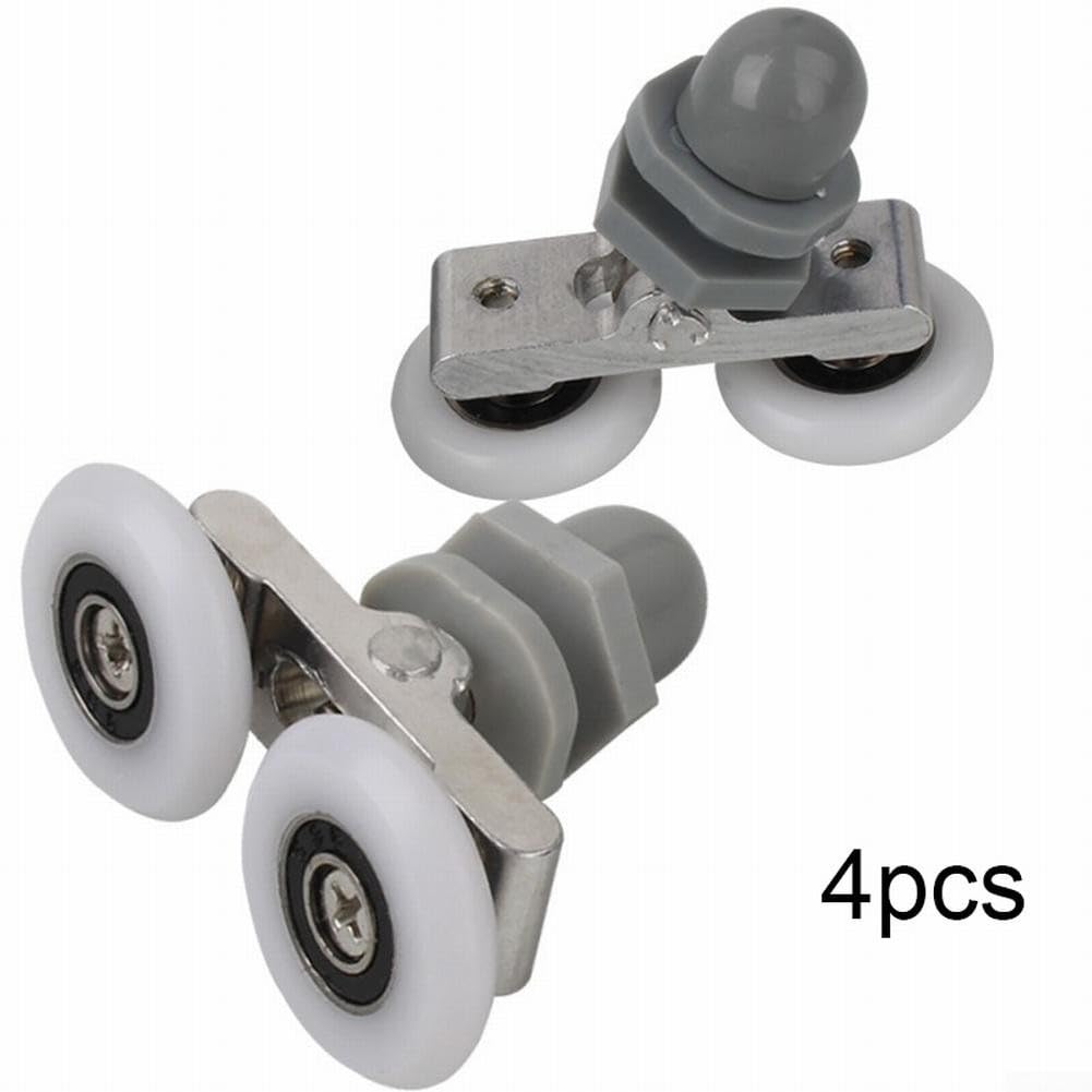 4 rotelle doppie per porta della doccia con cuscinetti in nylon e ottone per una maggiore durata e funzionalità (23 mm)