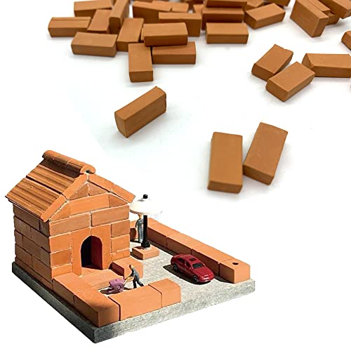 DHER Mini Ziegelsteine - 50 Stück Miniatur Ziegel für Sandkasten, Puppenhaus & Garten Dekoration