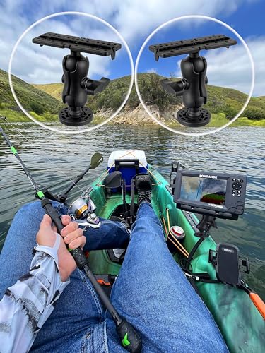 Image of Fish Finder Mount Base, Universal 360 Rotation Ball-Mount Fish Finder Bracket, Nylon & Stainless Steel Electronic Fish Finder Holder for Marine Boat Kayak Pontoon Canoe