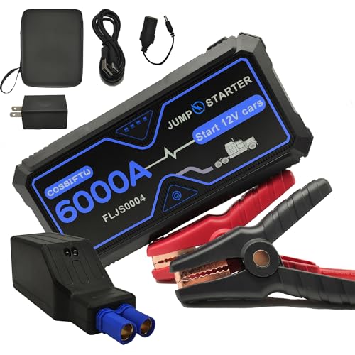COSSIFTW 6000A Portable Car Battery Jump Starter & Heavy Duty 12V Battery Charger, DC12V Output?USB C 60W | Emergency Booster (for All 12V Gas or up to 10L Diesel) for Cars, Trucks, Buses, and More