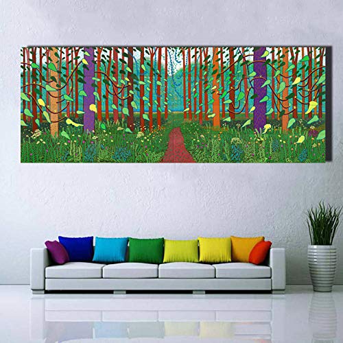 yhyxll David Hockney Tree and Flower Large Canvas Painting Enorme cartaz impressão de arte de parede para sala de estar quarto paisagem imagens A 50 x 135 cm
