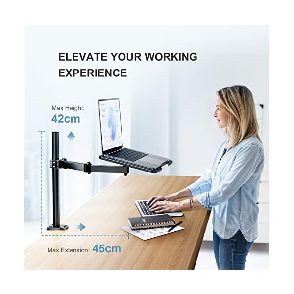 HUANUO Monitor Halterung mit Laptop Arm, Adjustable Laptop Ständer, Laptop Halterung Schreibtisch for 13” to 35” Screens… – Bild 8