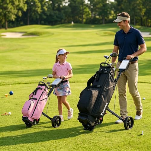 Image of XDriveMax GC01 Golf Pull Push Cart 2 Wheel,Foldable Golf Push Cart for Golf Clubs,Lightweight Folding Golf Walking Pull Carts