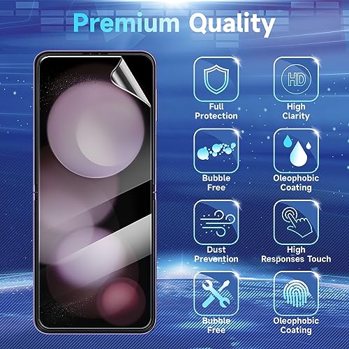 Image of CWQZGUF [2Set 6PCS] Screen Protector Compatible with Galaxy Z Flip 5 5G, 2 Front TPU Film + 2 Back Tempered Glass + 2 Camera Lens Protectors, High Clarity, Bubble Free