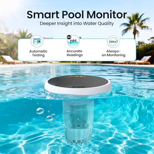 AIPER HydroComm Smart Pool Monitor, 24/7 Automatic Water Testing for Pools, Hot Tubs & Spas, 5-in-1 Accurate Digital Tester, App Control, Customized Optimization Tips, White - Thumbnail 2