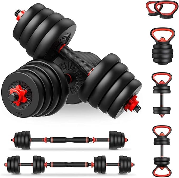 LGS Kit Halteres 6 em 1 Ajustável até 15kg com Barra e Anilhas em Aço