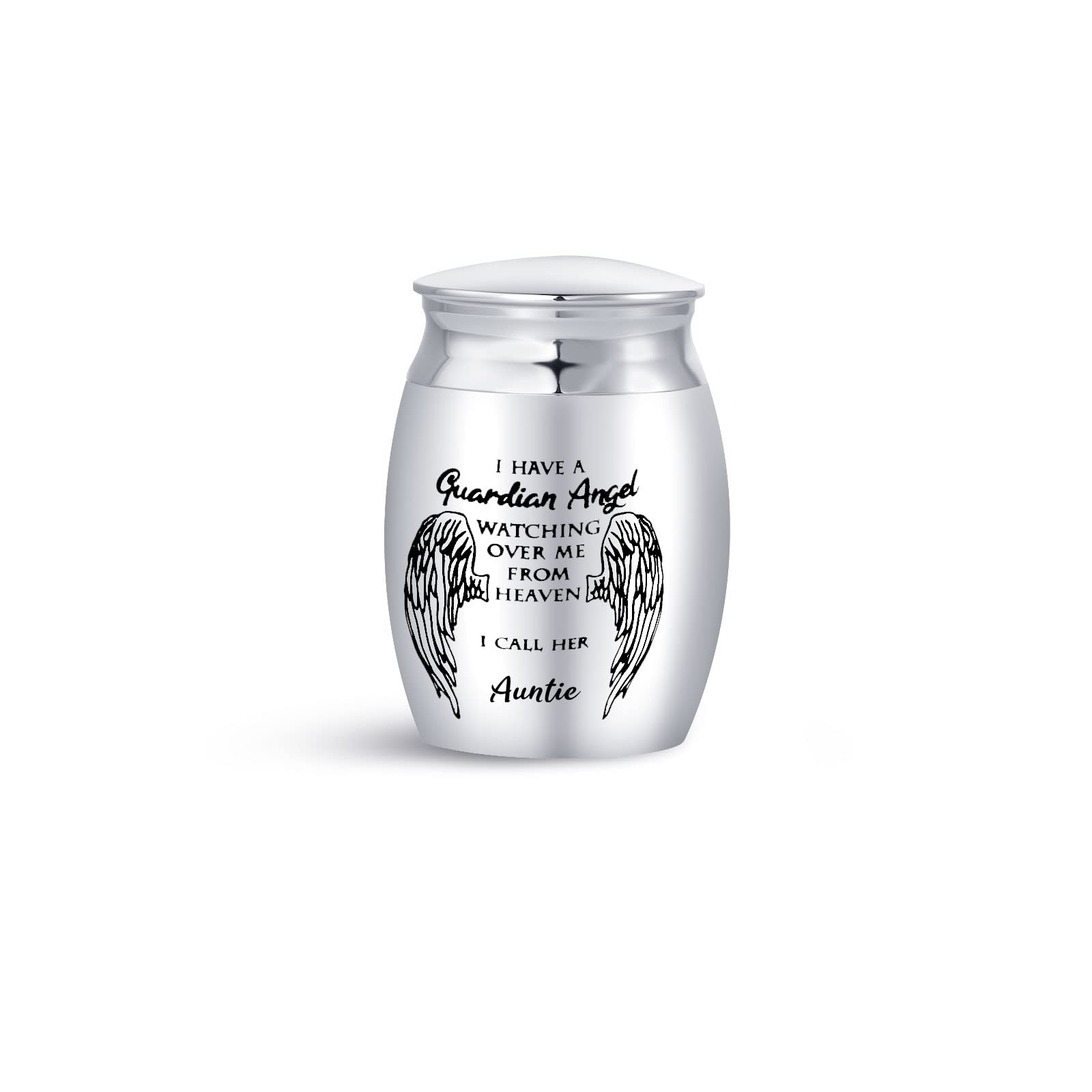 Fgt Silver Mini Urns For Ashes Cremation For Auntie Funeral Urns Memorial Keepsake I Have A Guardian Angel Watching Over Me From Heaven Stainless Steel