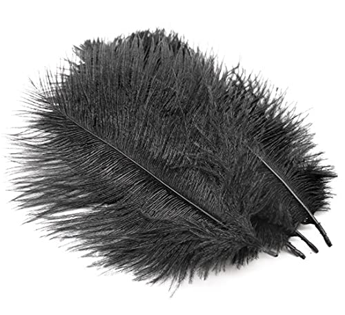 Bamboopack 50Pcs Black Natural Ostrich Feathers Plume Fluffy Feahters 6-8Inch(15-20cm) for Wedding Centerpieces Table Decoration (WTTC66300)