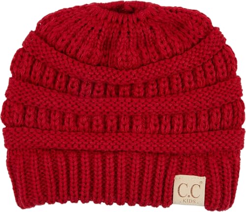 Image of Funky Junque BeanieTail Children's Ponytail Messy Bun Beanie Solid Ribbed Hat