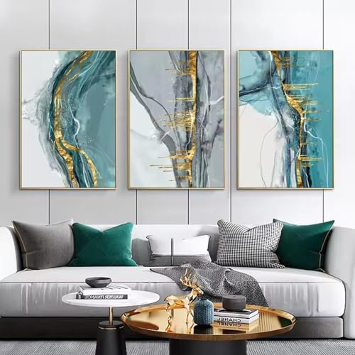 Peintures murales abstraites triptyque grand format de 60 x 110 cm - 3