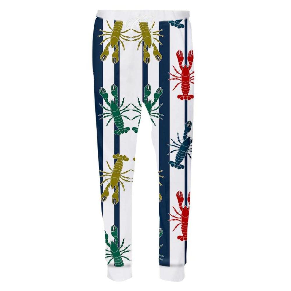 White Pants 3D Print Lobster Joggers Couple Britches Full Length Trousers Summer-White_4XL