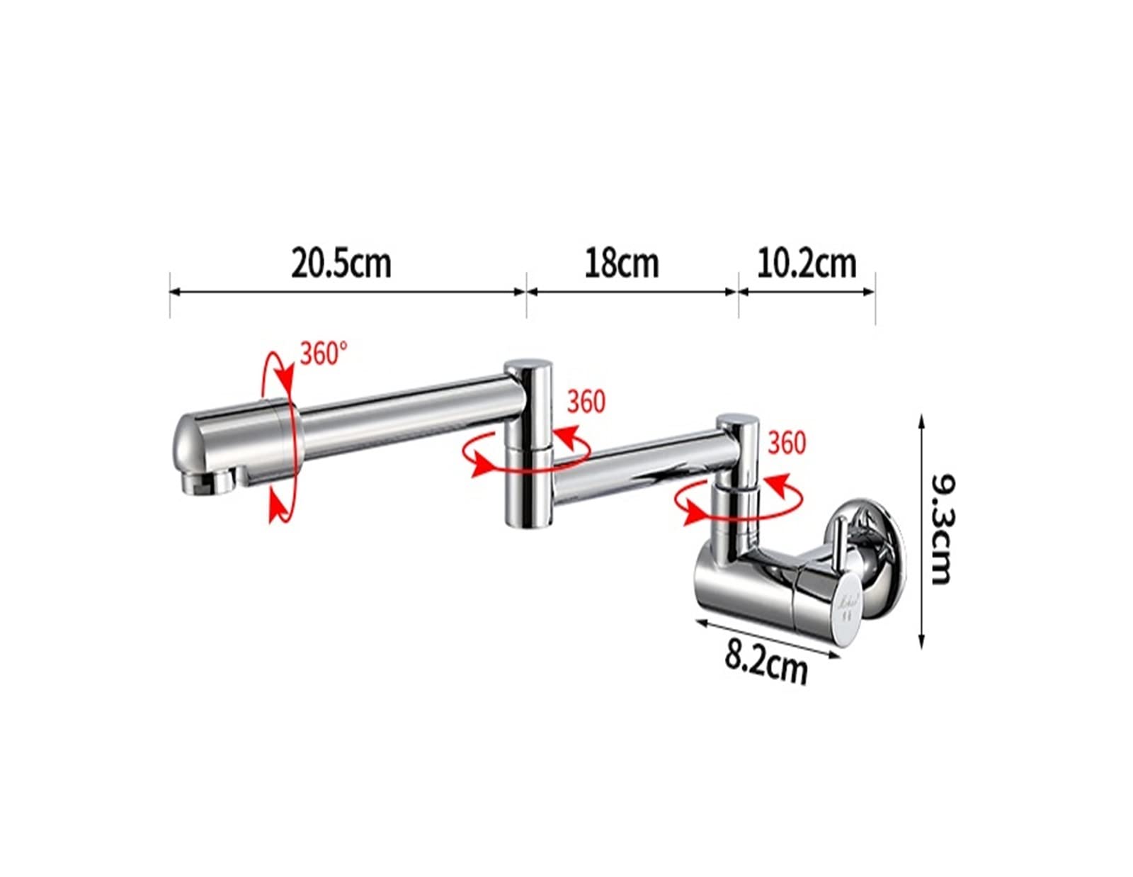 Tipo de Pared de Cobre Tapón Universal de Cocina telescópica Plegable Universal, Lavado de Platos de Lavabo, Grifo Alargado(Cold and Hot)